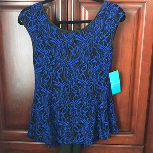 Blue lace peplum top